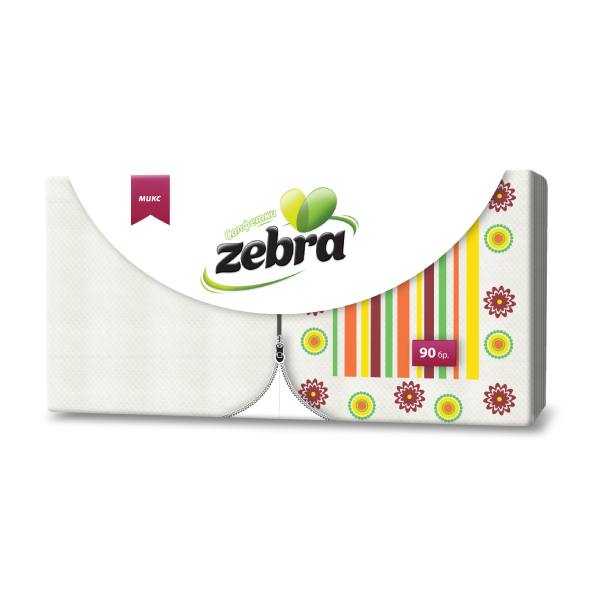 Салфетки Zebra MIX 33x33см 2х45бр
