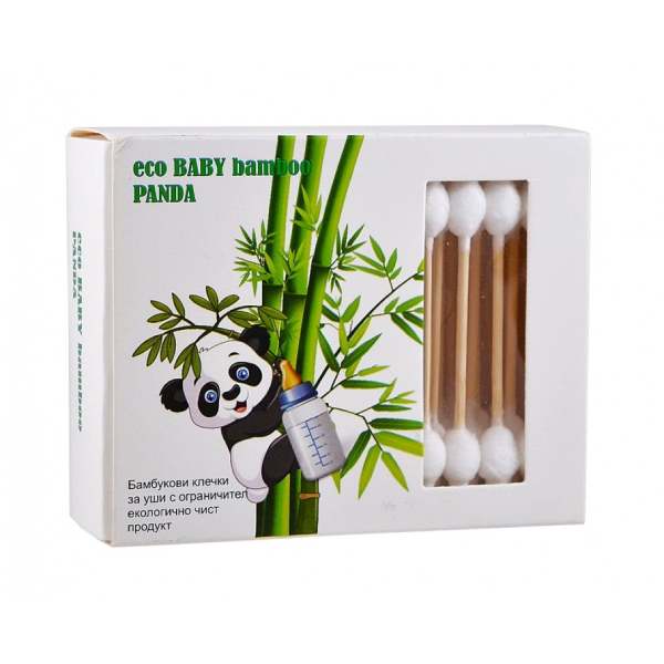 Клечки за уши ECO BABY Bamboo PANDA Бамбукови Клечки 55бр